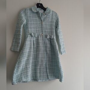 Vtg Inspired Tiffany Blue Princess Tweed Dress Coat